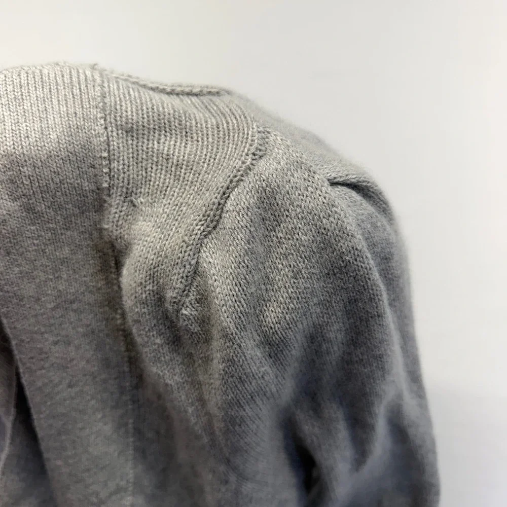 Brochu Walker Looker Layered Sweater XS Gray Cashmere Cotton V Neck 3/4 Sleeve